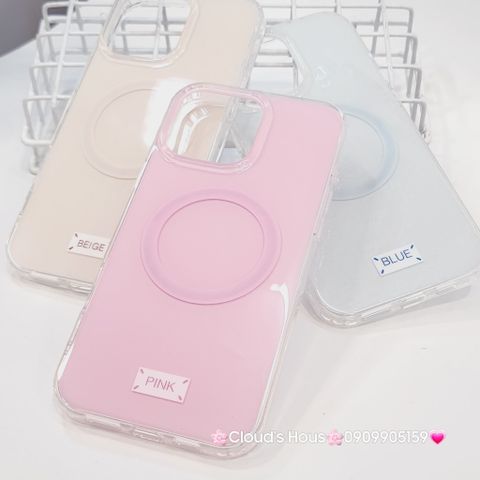 Case Ốp điện thoại iPhone Trong Crytal Magsafe Hồng Pastel Case iPhone 12/13/14/15/16/Pro/Promax