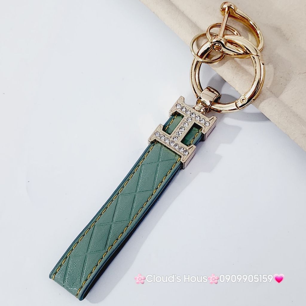 Móc Khóa Dây Da Hermes Đính đá Sang chảnh