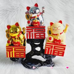 MÈO THẦN TÀI Đế Chữ Tàu - Mèo May Mắn - TẾT Size Nhỏ