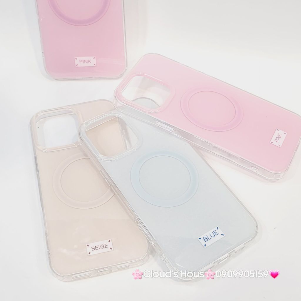 Case Ốp điện thoại iPhone Trong Crytal Magsafe Xanh Mint Pastel Case iPhone 12/13/14/15/16/Pro/Promax