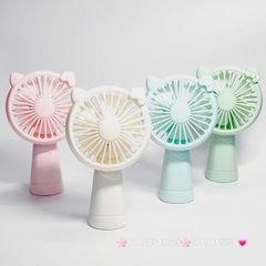 Mini Fan - Quạt Cầm Tay - Để Bàn Tai Mèo Màu Trơn Nhiều Màu