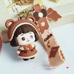 Móc Khoá Bé Gái Cute & Vịt Nâu Cooing Duck