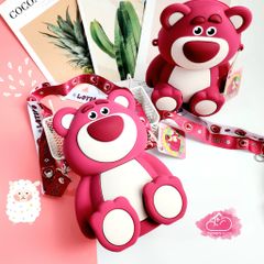 TÚI ĐEO CHÉO SILICONE GẤU DÂU LOTSO Màu đậm Chính Hãng Disney