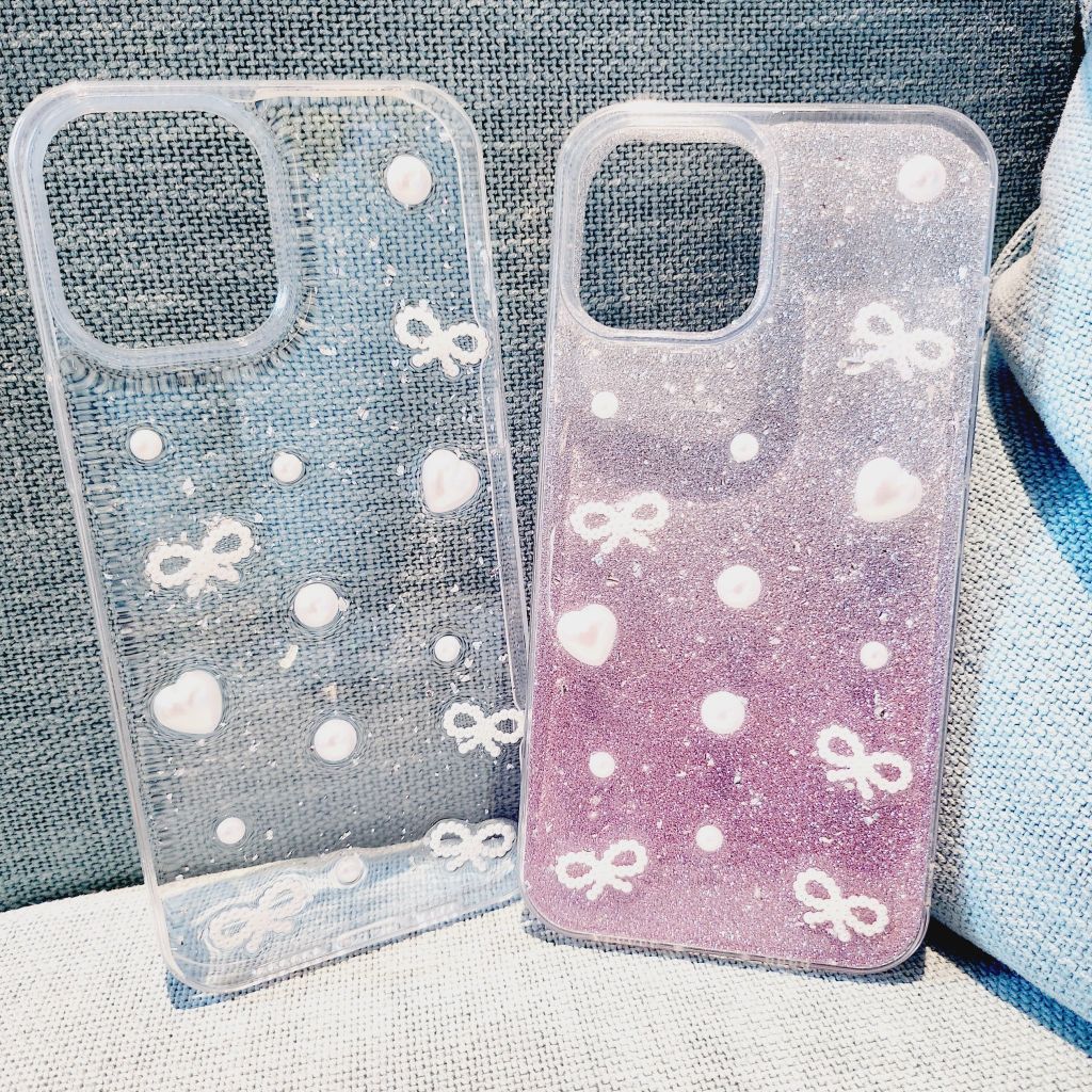 Case Ốp điện thoại iPhone Trong Bling Bling nơ đen đính đá lấp la lấp lánh iPhone 11/12/13/14/15/Pro/Promax