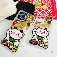 Case Ốp điện thoại iPhone Mèo May Mắn Nước Bling Bling iPhone 11/12/13/14/15/Pro/Promax - TẾT