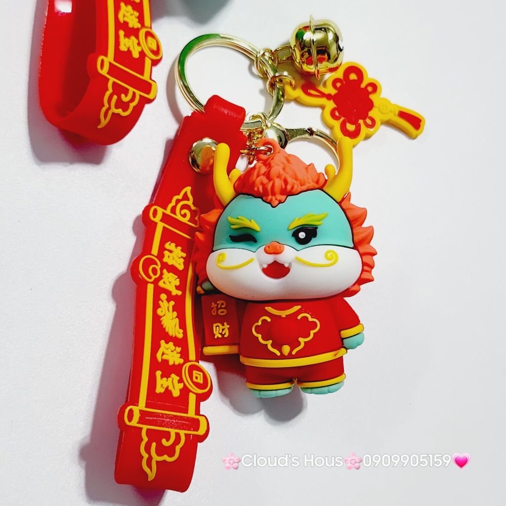 Móc Khóa Rồng Xanh Áo Đỏ Chúc TẾT (2 dây)