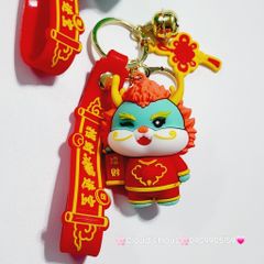 Móc Khóa Rồng Xanh Áo Đỏ Chúc TẾT (2 dây)