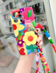 Case Ốp điện thoại iPhone Hoa Chống dựng có dây đeo iPhone 11/12/13/14/Pro/Promax