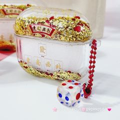 Cover Case Vỏ bảo vệ Airpod Vàng Bling Bling Charm Xúc xắc Airpod 1/2/3/Pro/Pro2 - TẾT