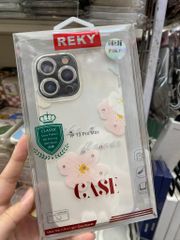 Case Ốp điện thoại iPhone Trong Hình Hoa Viền Cam Bảo Vệ Đính Đá (Hộp REKY) iPhone 12/13/Pro/Promax