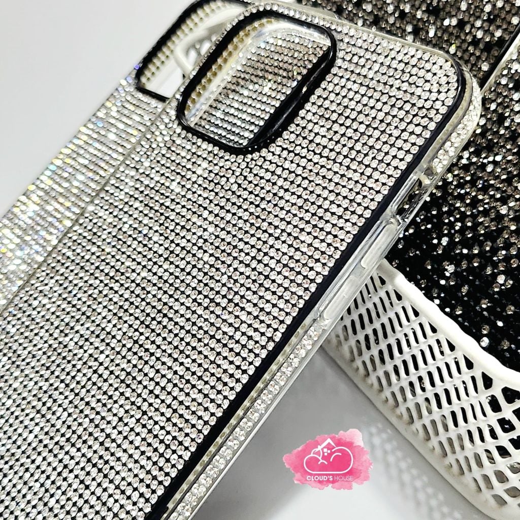 Case Ốp điện thoại iPhone Đính đá Trắng Bling bling sang chảnh iPhone 11/12/13/14/Pro/Promax