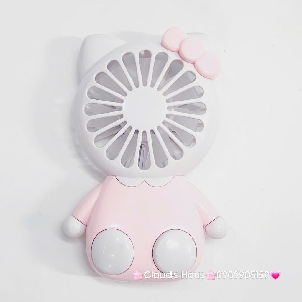 Mini Fan - Quạt Cầm Tay - Để Bàn Hello Kitty Trắng Hồng
