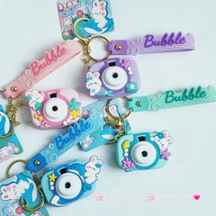 Móc Khóa Máy Ảnh Thỏ Trắng Bubble Có đèn