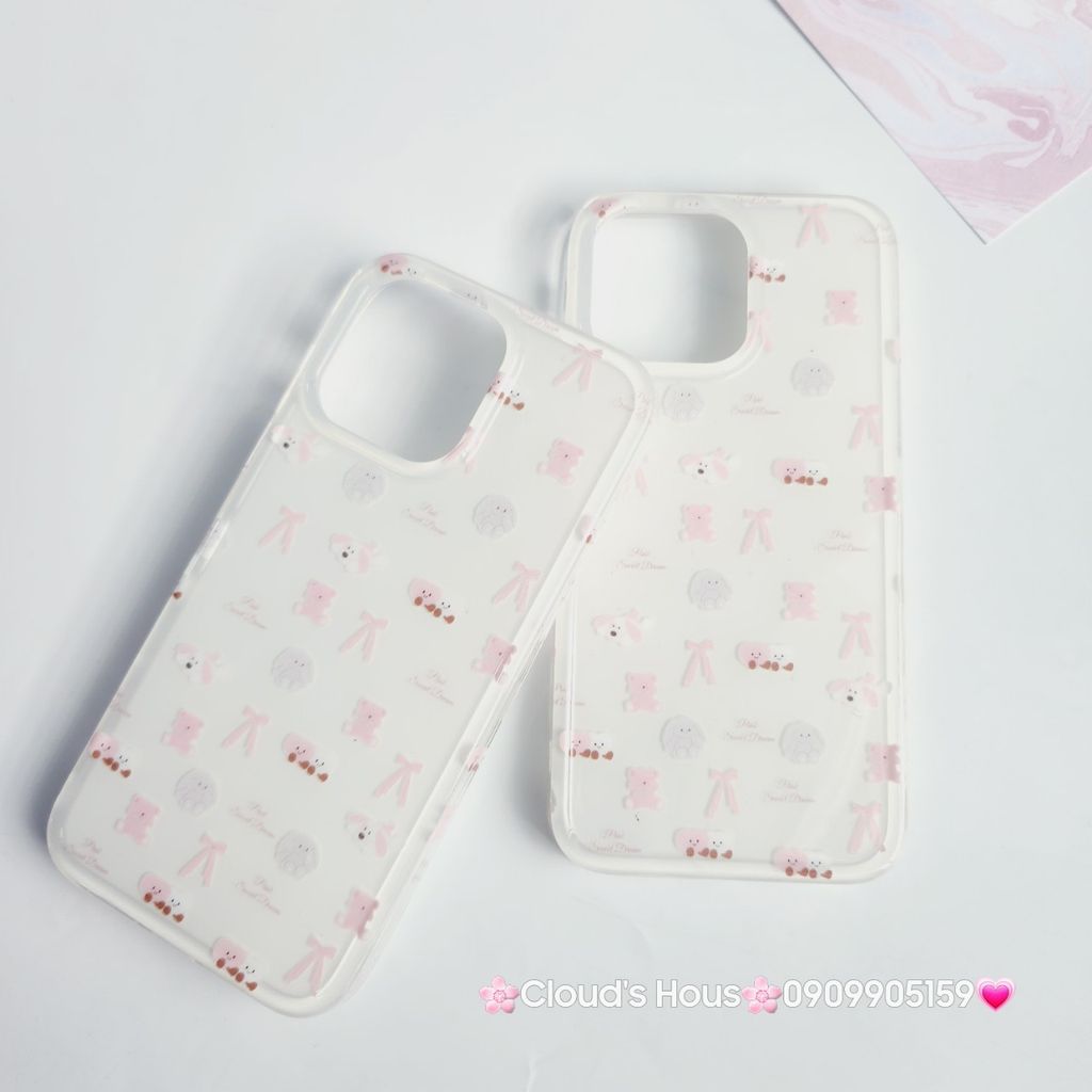 Case Ốp điện thoại iPhone Nơ Sticker Dễ Thương Nền Trắng iPhone 11/12/13/14/15/Pro/Promax