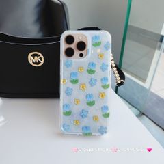 Case Ốp điện thoại iPhone Hoa Xanh dương nhí phôi crytal iPhone 12/13/14/15/16/Pro/Promax