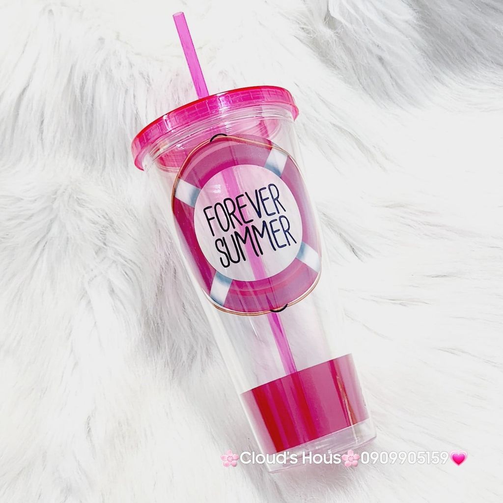 Ly Nước Thủy Tinh Trái Cây Kèm Ống Hút