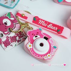 Móc Khóa Máy Ảnh Gấu Dâu Lotso Có đèn Mi Bear
