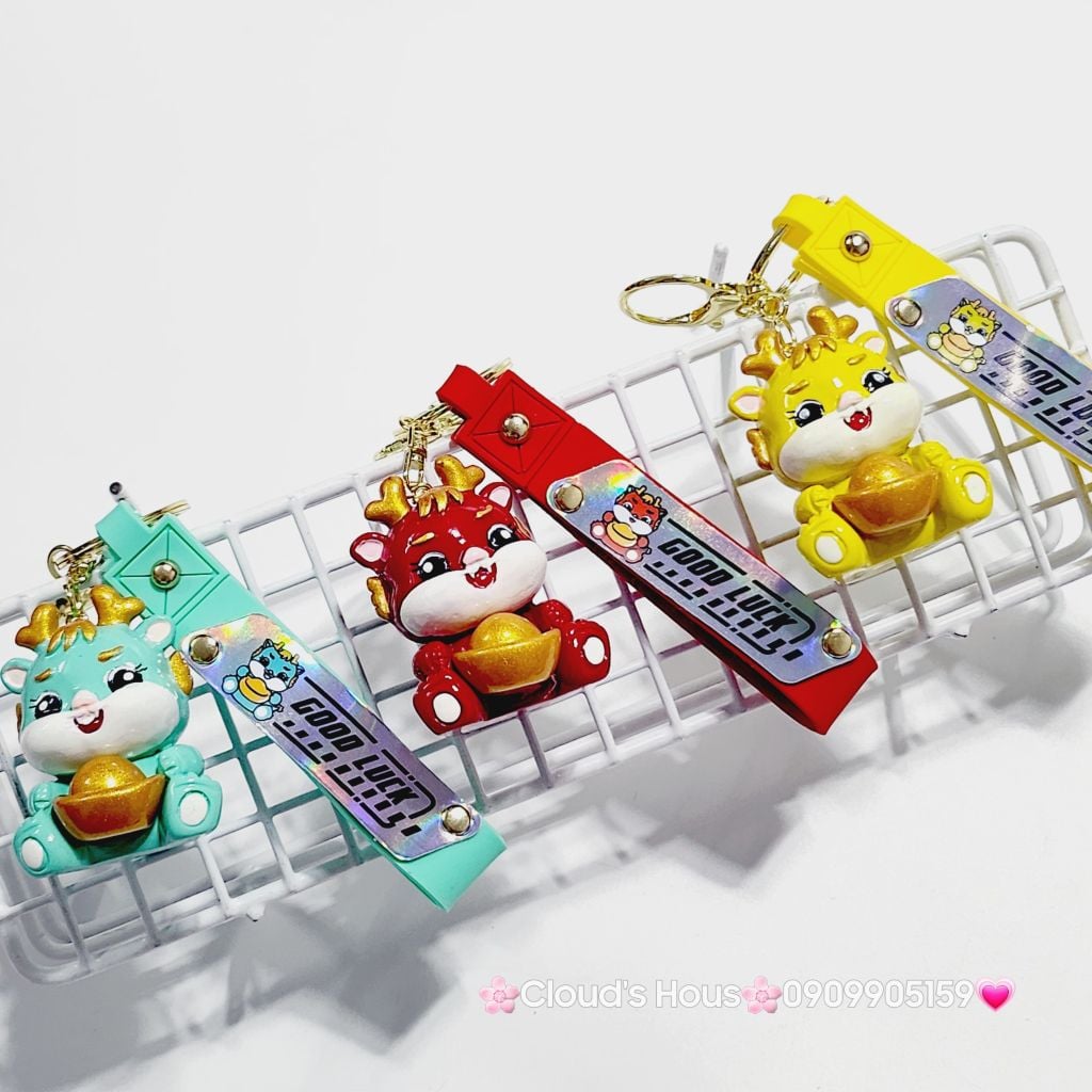 Móc Khóa Rồng Cầm Thỏi Vàng TẾT - Dây Good Luck