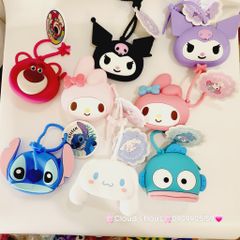 Bóp Móc Khóa Silicone Nhân vật hoạt hình SANRIO Chính hãng Kuromi Melody Stitch Cinnamoroll Ếch