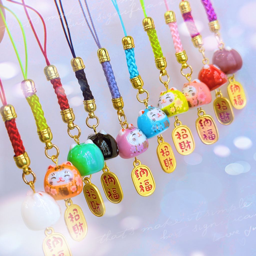 Móc Điện Thoại Móc Túi Phụ Kiện Đẹp Mèo Thần Tài Mini chất liệu sứ