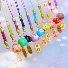 Móc Điện Thoại Móc Túi Phụ Kiện Đẹp Mèo Thần Tài Mini chất liệu sứ