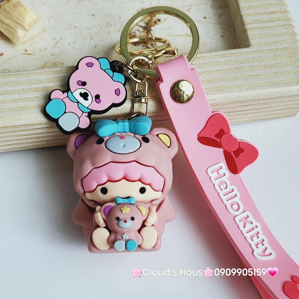 Móc Khóa Tình Mẫu Tử Đầu Xù Hello Kitty