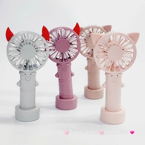 Mini Fan - Quạt Cầm Tay - Để Bàn Có Sừng Đỏ