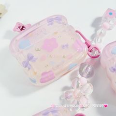 Cover Case Vỏ bảo vệ Airpod Hoa Tulip Trong Phao Gợn Sóng Kèm Charm Airpod 1/2/3/Pro/Pro2