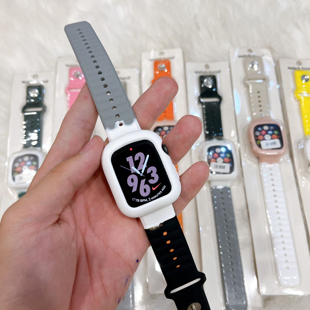 APPLE WATCH - DÂY SILICONE CHỐNG BẨN + KHUNG BẢO VỆ NGUYÊN KHỐI