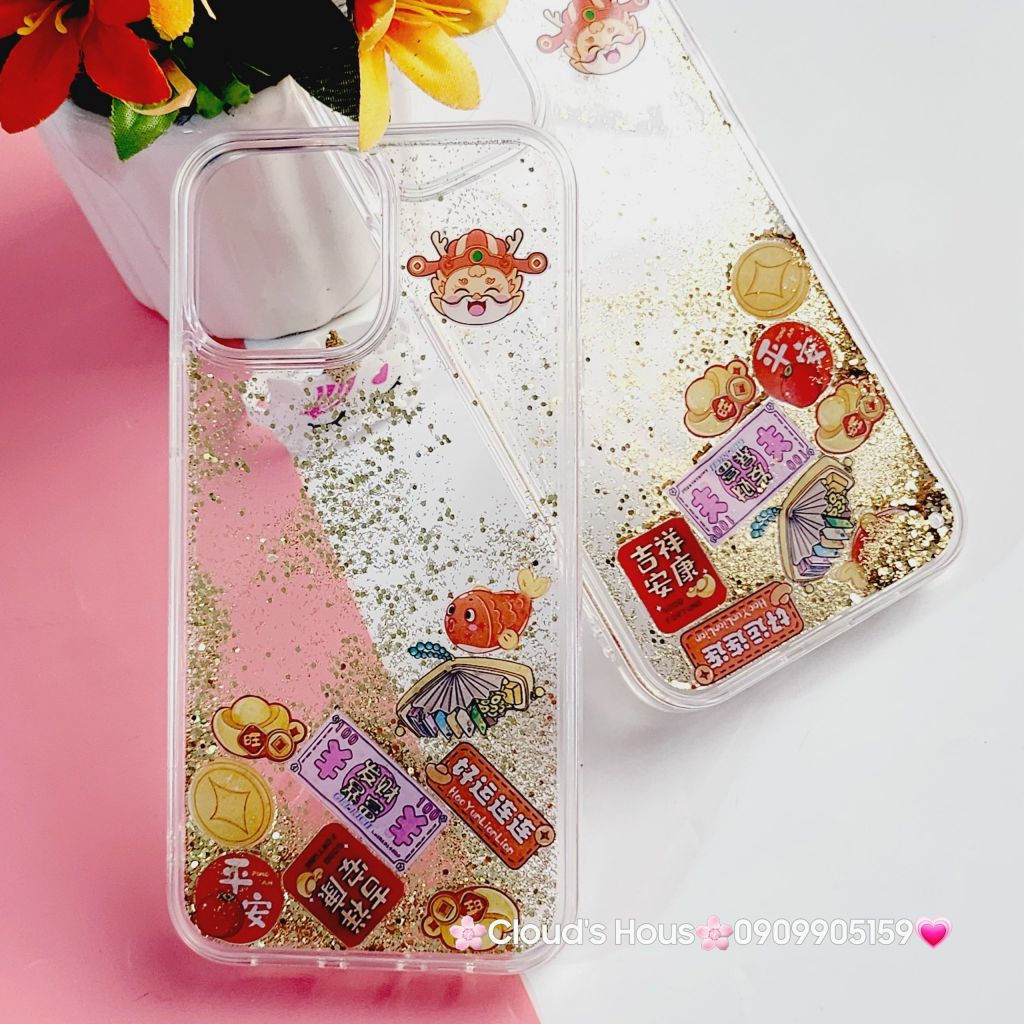 Case Ốp điện thoại iPhone Trong Bling nước icon Tết iPhone 11/12/13/14/15/Pro/Promax - TẾT