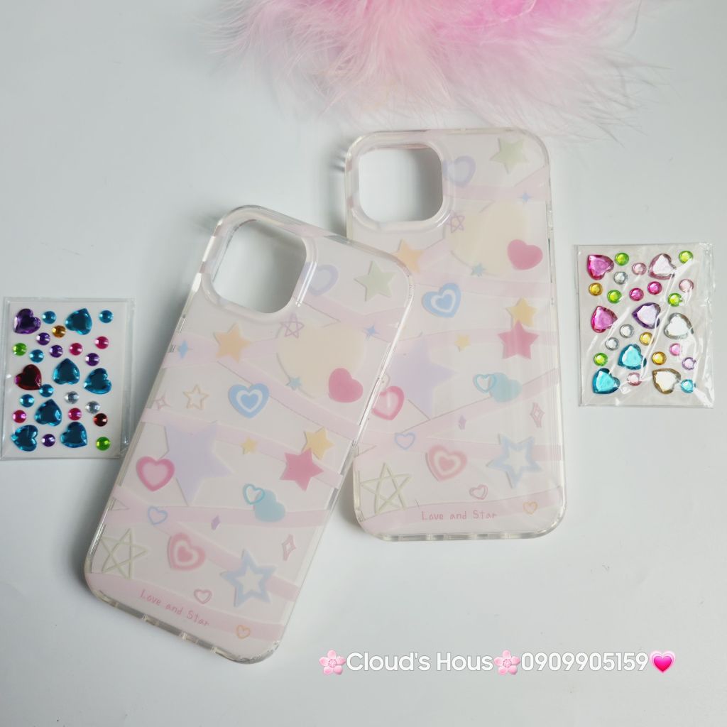 Case Ốp điện thoại iPhone Trái tim Đính đá iPhone 11/12/13/14/Pro/Promax