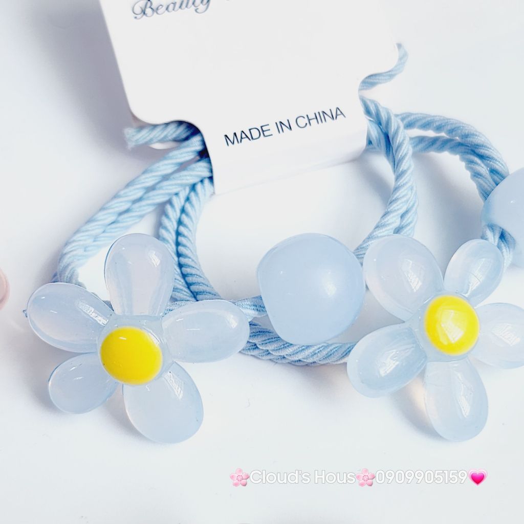 Đồ cột tóc dây thun Charm Hoa trong nhiều màu (cặp)
