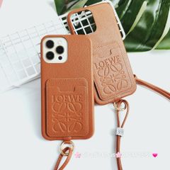 Case Ốp điện thoại iPhone Da LOEWE Đựng Card kèm dây đeo iPhone 11/12/13/14/Pro/Promax