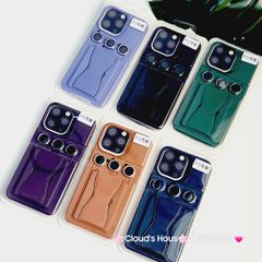 Case Ốp điện thoại iPhone Silicone chống bẩn Da Chống dựng kèm cường lực camera iPhone 13/14/15/Pro/Promax