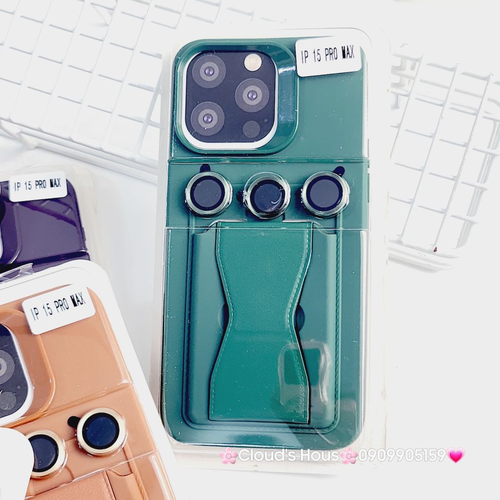 Case Ốp điện thoại iPhone Silicone chống bẩn Da Chống dựng kèm cường lực camera iPhone 13/14/15/Pro/Promax