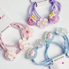 Đồ cột tóc dây thun Charm Hoạt hình và Hoa (cặp)