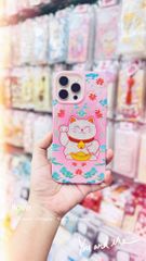Case Ốp điện thoại iPhone MÈO MAY MẮN ẩn kim tuyến Hồng iPhone 11/12/13/14/15/16/Pro/Promax TẾT