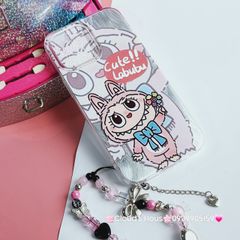 Case Ốp điện thoại iPhone Labubu Moko Hồng Ánh Lông Vũ Bạc Hologram iPhone 7+/8+/X/XSM/11/12/13/14/15/Plus/Pro/Promax