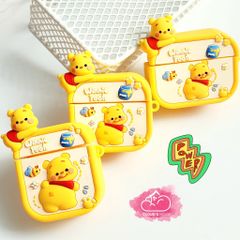 Cover Case Vỏ bảo vệ Airpod Gấu Pooh Su dẻo Icon 3D nổi Airpod 1/2/3/Pro/Pro2