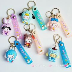 Móc khóa Gấu và Thỏ đầu xù Happy