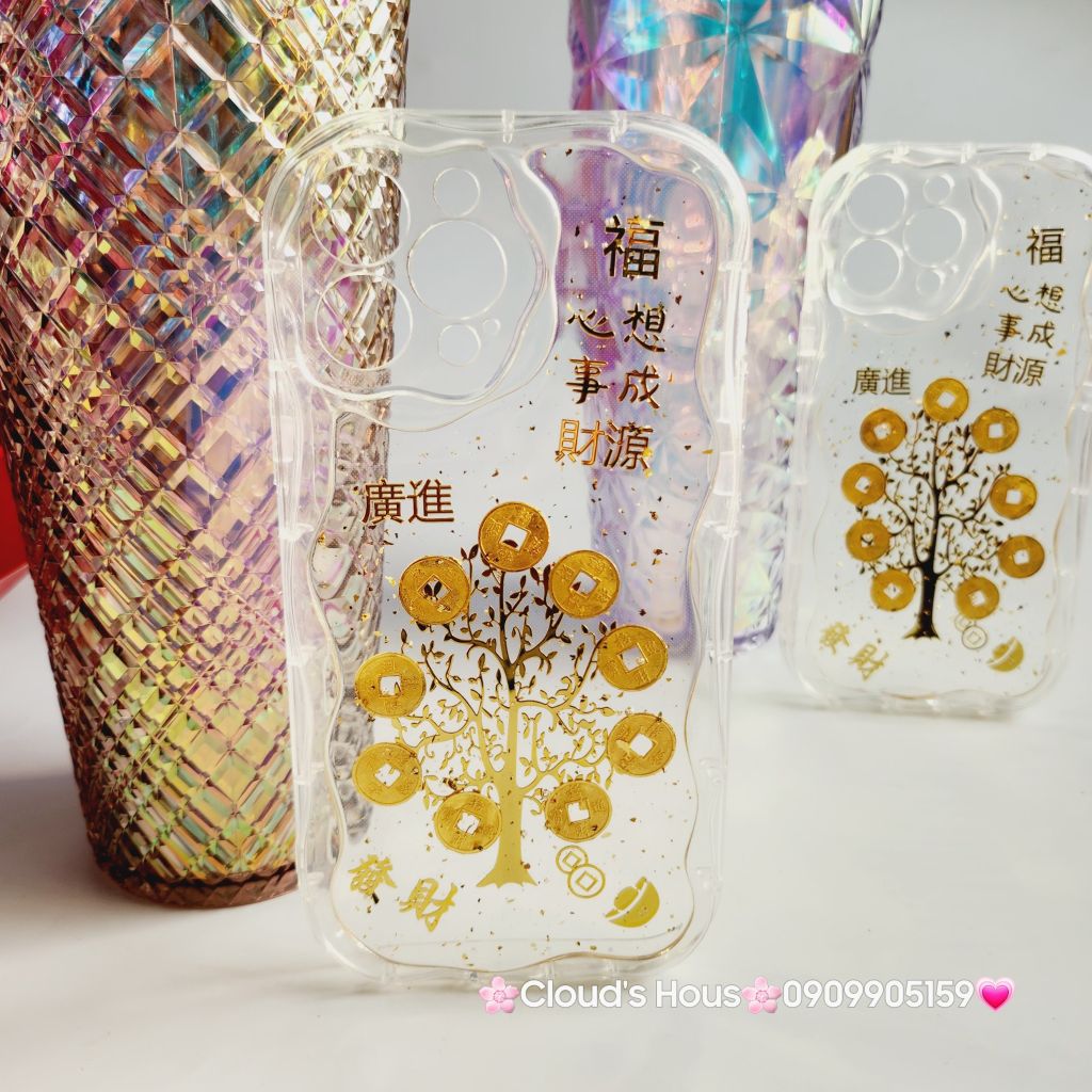 Case Ốp điện thoại iPhone Cây Mai đồng tiền phao trong dẻo chống shock iPhone 11/12/13/14/15/Pro/Promax TẾT