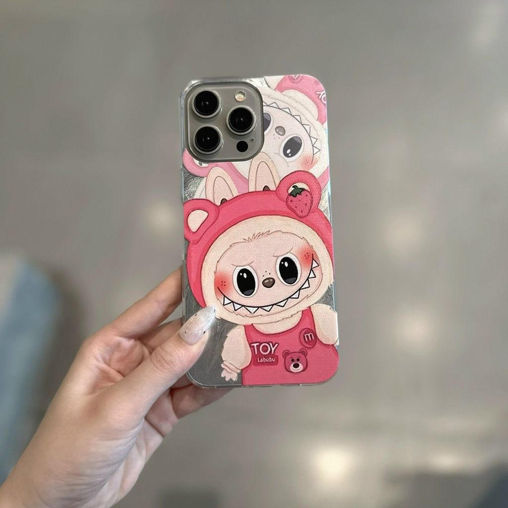 Case Ốp điện thoại iPhone Labubu Soy Mặc Yếm Lotso Ánh Lông Vũ Bạc Hologram iPhone 7+/8+/X/XSM/11/12/13/14/15/Pro/Promax