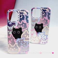 Case Ốp điện thoại iPhone Mèo Đen Hologram Ánh Bạc iPhone 11/12/13/14/15/Pro/Promax