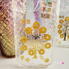 Case Ốp điện thoại iPhone Cây Mai đồng tiền phao trong dẻo chống shock iPhone 11/12/13/14/15/Pro/Promax TẾT