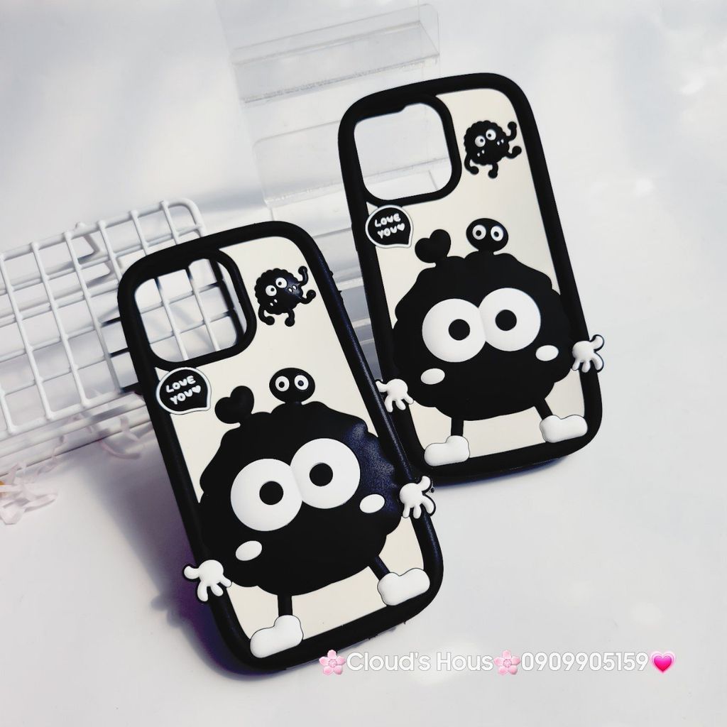 Case Ốp điện thoại iPhone Hòn Than Đen Cute Su dẻo 3D Nổi iPhone 11/12/13/14/15/Plus/Pro/Promax