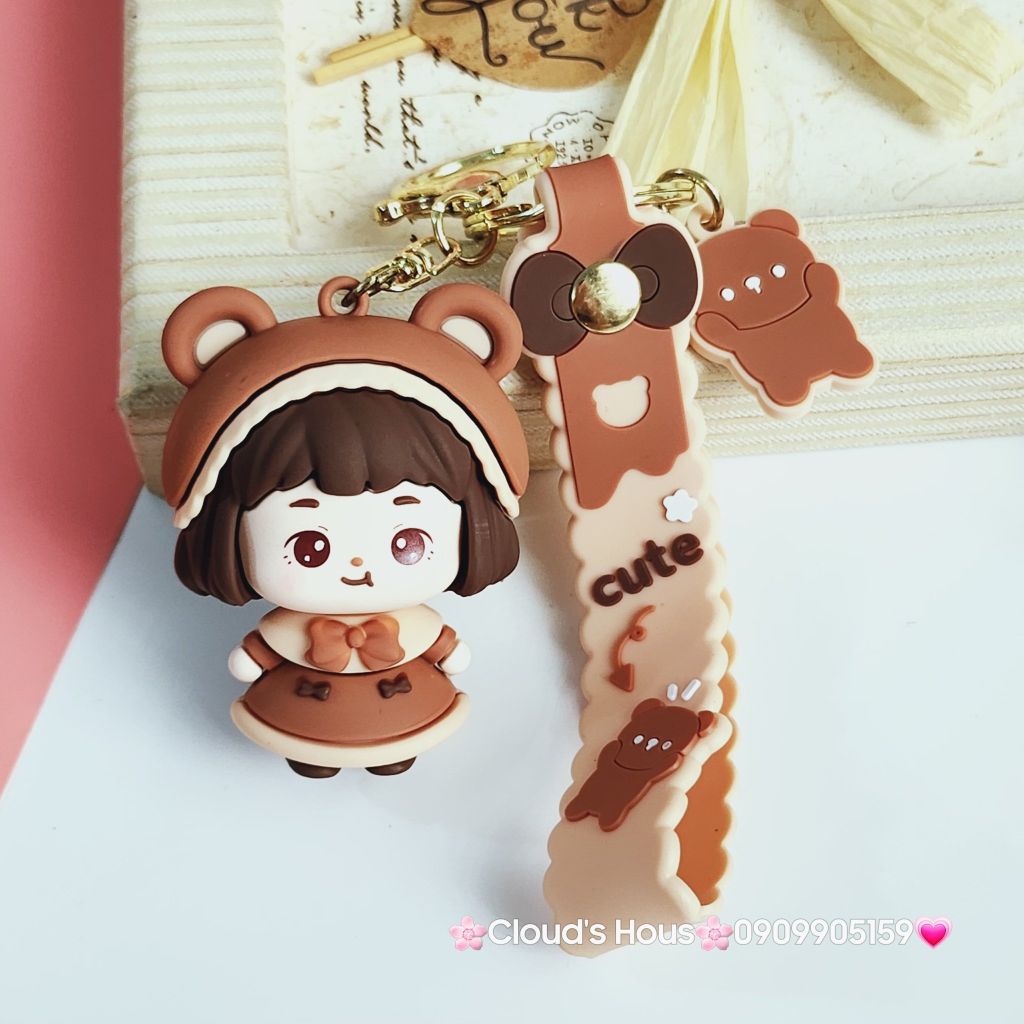 Móc Khoá Bé Gái Cute & Vịt Nâu Cooing Duck