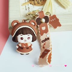 Móc Khoá Bé Gái Cute & Vịt Nâu Cooing Duck