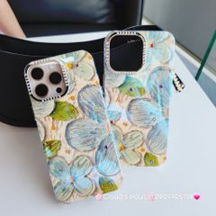 Case Ốp điện thoại iPhone Hoa Xanh To Hologram Nền Vàng iPhone 12/13/14/15/16Pro/Promax