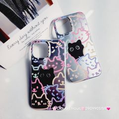 Case Ốp điện thoại iPhone Mèo Đen Hologram Ánh Bạc iPhone 11/12/13/14/15/Pro/Promax