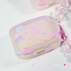 Cover Case Vỏ bảo vệ Airpod Hoa Tulip Trong Phao Gợn Sóng Kèm Charm Airpod 1/2/3/Pro/Pro2